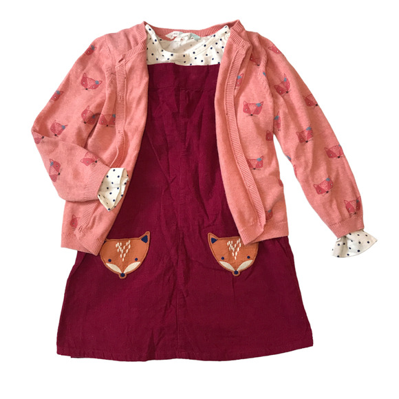 John Lewis Other - John Lewis Fox Dress, Top, and Cardigan Outfit Set 2-3Y